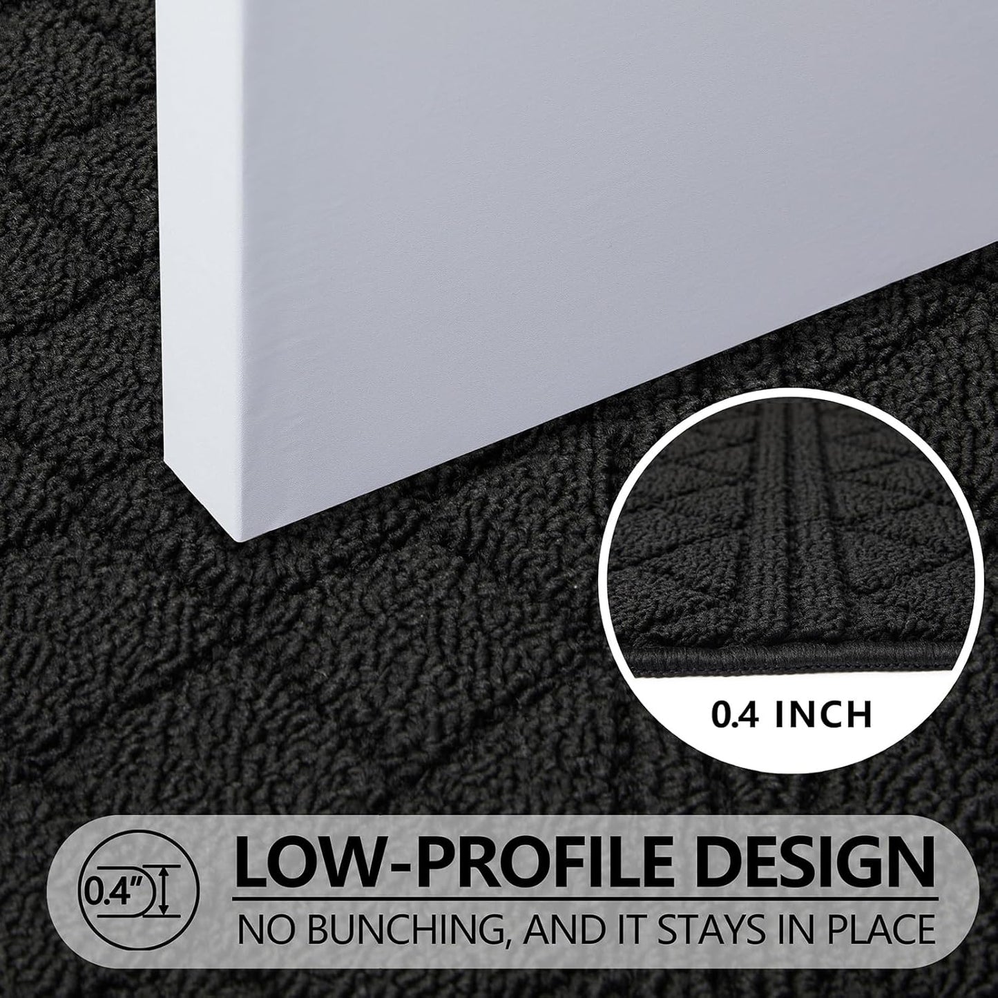 REFETONE Indoor Doormat, Front Back Door Mat 32"x40" Absorbent Rubber Backing Non Slip Door Mats, Low-Profile Resist Dirt Entrance Rugs, Machine Washable Door Rug Inside Floor Mat for Entryway, Black