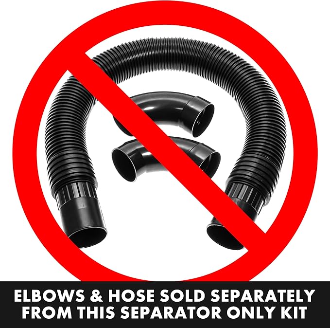 The Dustopper PRO, Separator Only (elbows & hose sold separately). Up to 99.9% efficient, low-profile dust separator connect to existing 2-1/2" nominal (2-1/4" actual) hoses & fittings