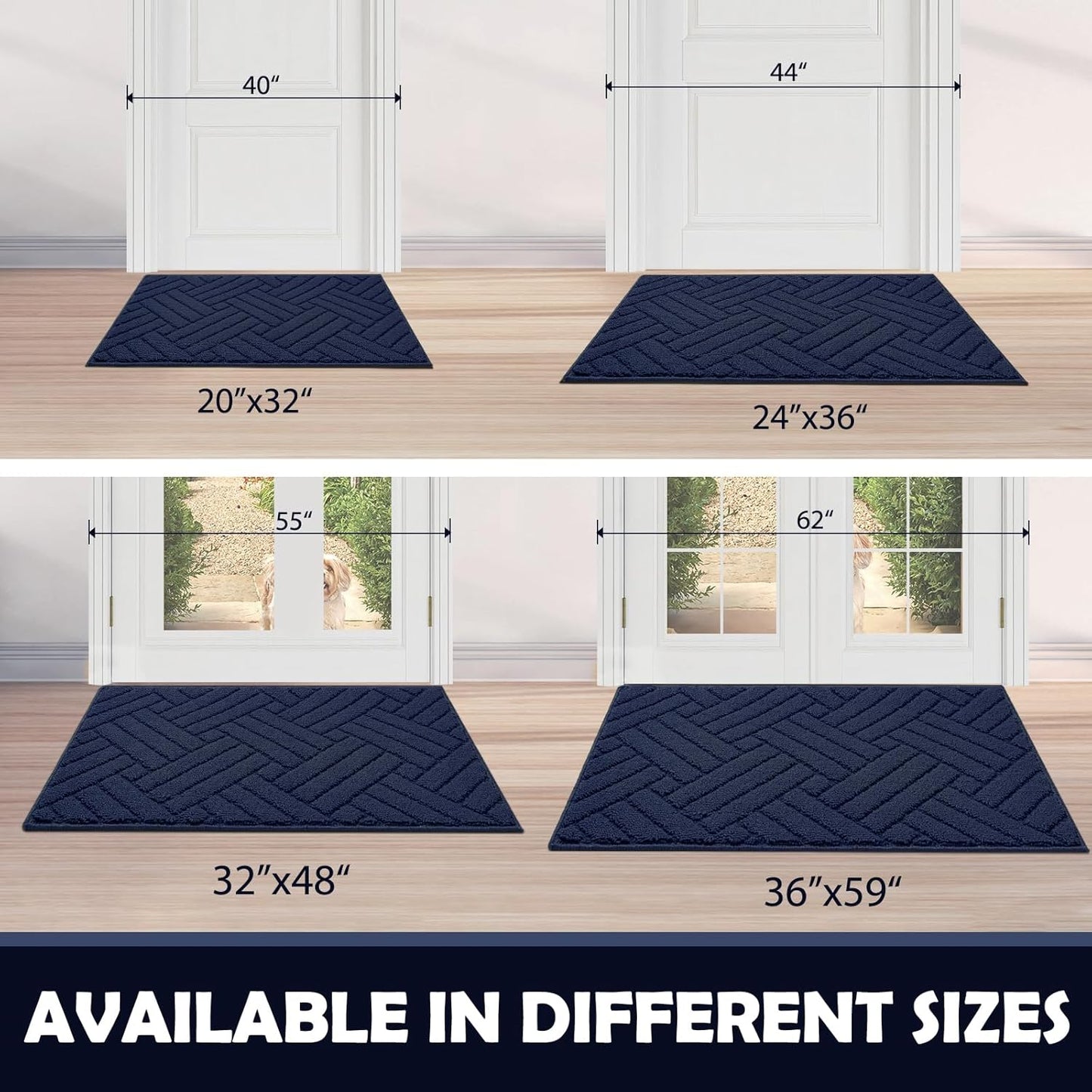 Door Mat Indoor Doormat, Entryway Rug Door Mats Non-Slip Rubber Backing,Heavy Duty Low-Profile Entrance Rugs, Absorbent Resist Dirt Doormats Floor Door mat for Entryway,Blue 32"x48"