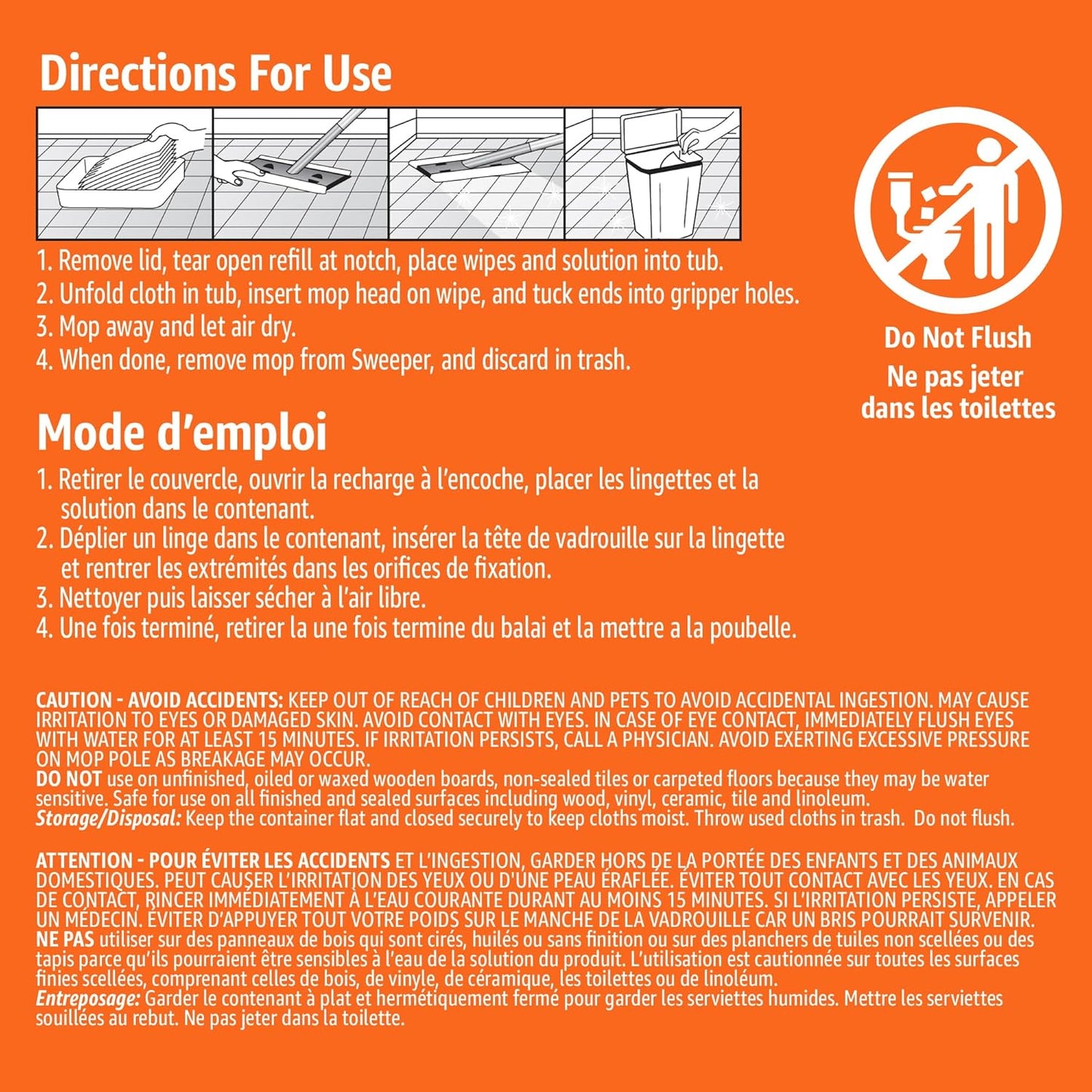 Amazon Basics Wet Mopping Cloth Refills, 24 Count (Fits Swiffer Sweeper Mop Heads)