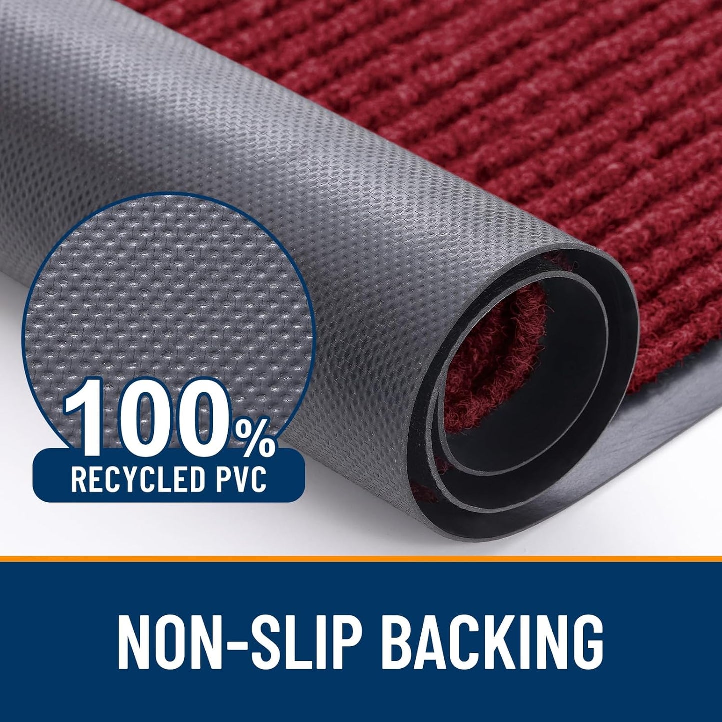 OLANLY Front Door Mat Indoor Outdoor Entrance, Waterproof Heavy Duty Doormat, Fade Resistant, Low Profile, Easy Clean Patio Porch Welcome Floor Mats for Entry, 71x23, Wine Red