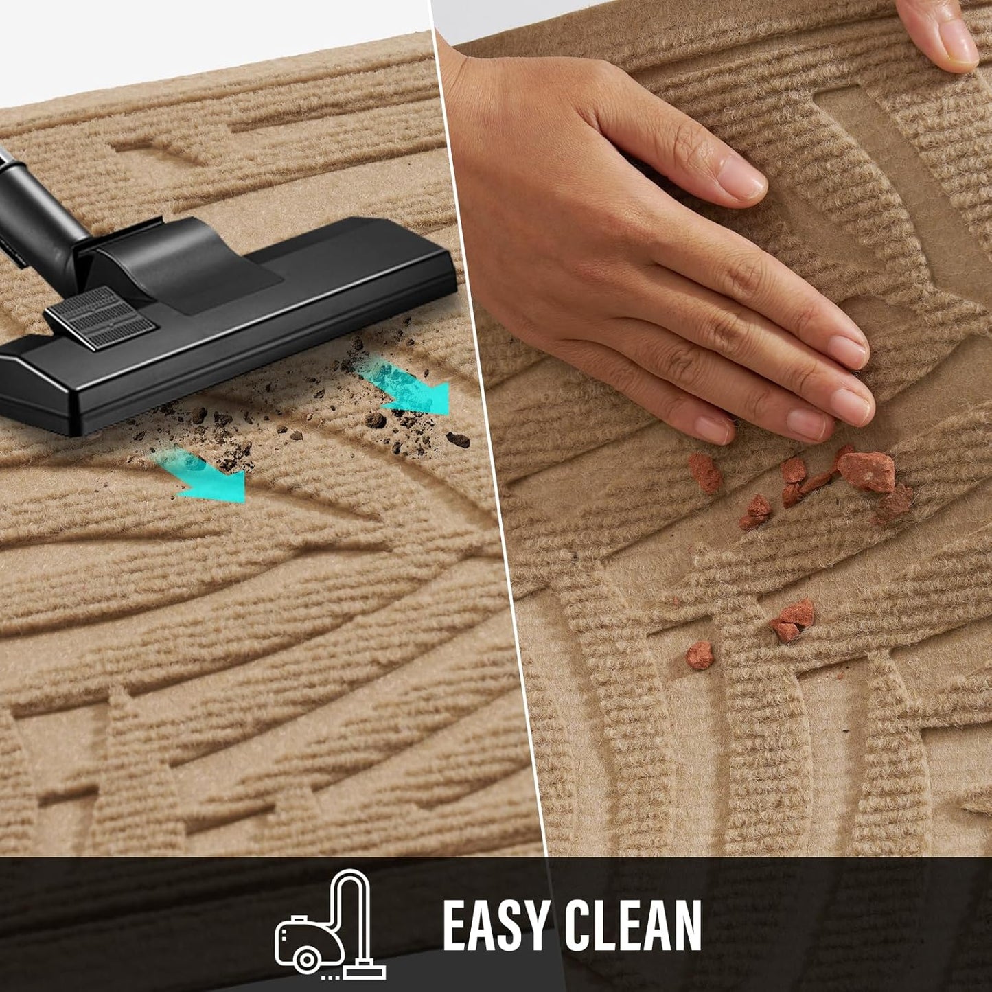 Front Door Mat, Absorbent Resist Dirt Welcome Door Mat Indoor Outdoor, Waterproof Doormat, Sturdy Non Slip Backing, Fade Resistant, Low Profile Entry Mat for Entryway, 47×32, Beige