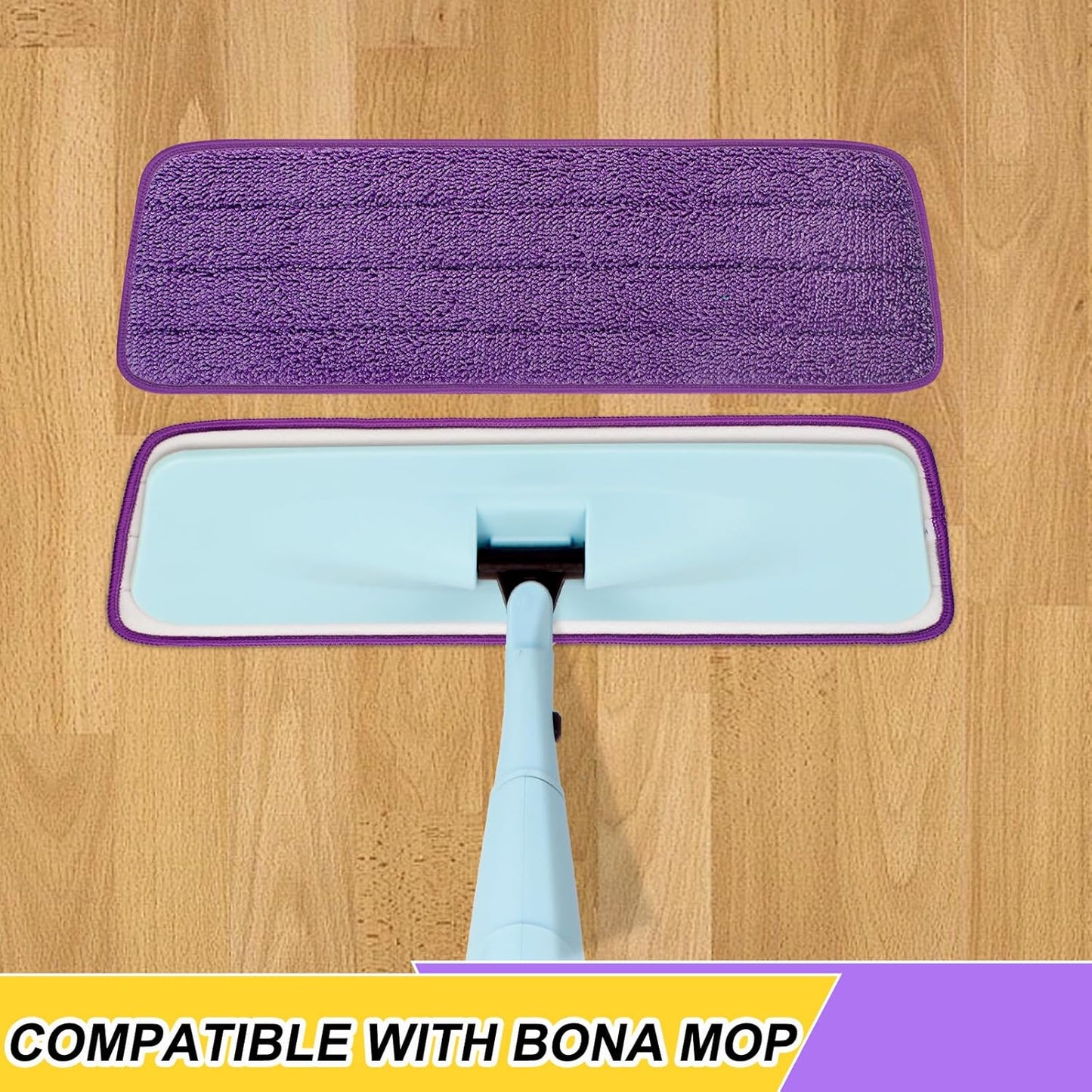 10 Pack 16.5 inch Reusable Mop Pads Microfiber Spray Mop Replacement Heads for Wet/Dry Mops Compatible with Bona Floor Care System