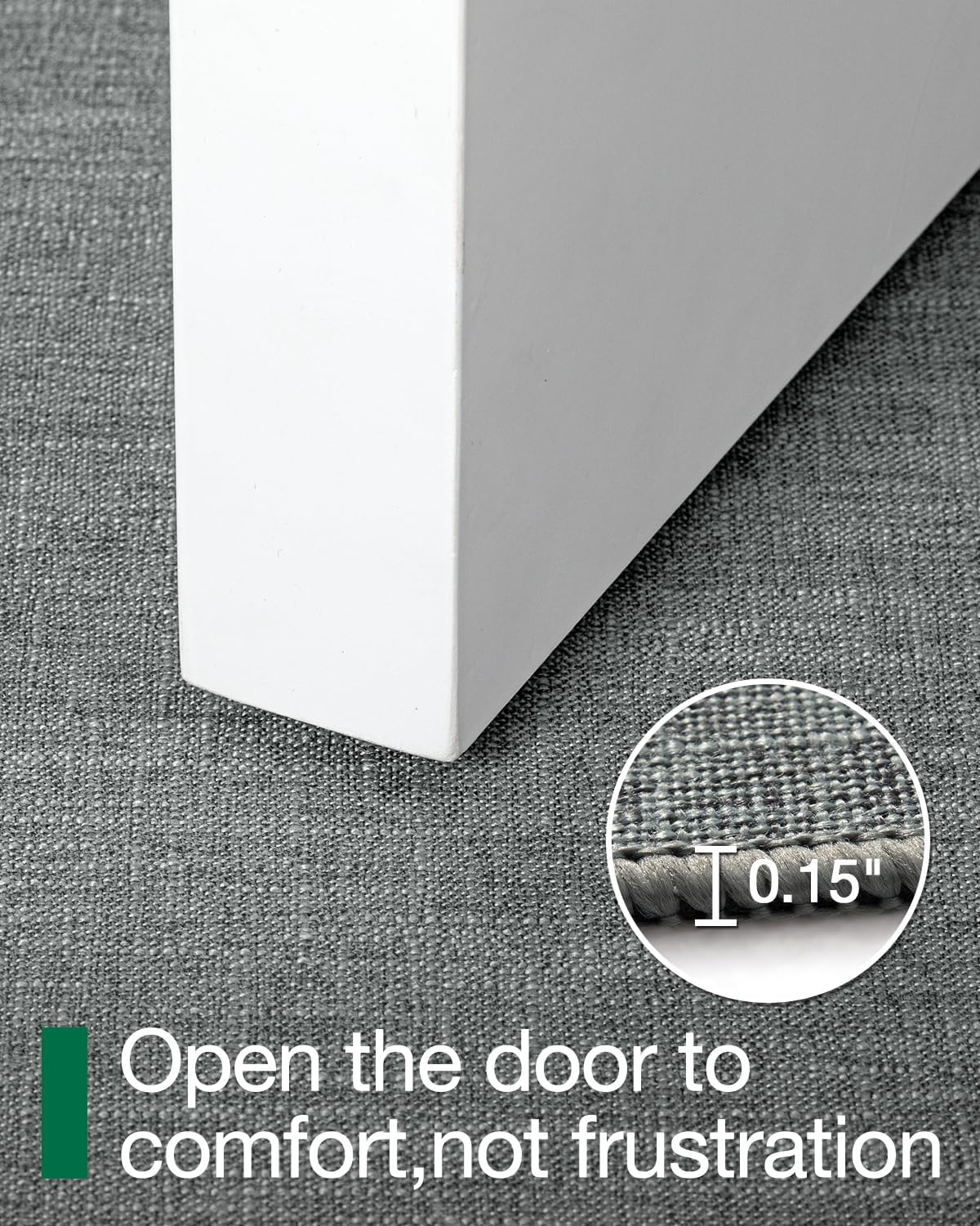 LUMI Ultra Thin Door Mat for Entryway, Low Profile Non Slip Rubber Backing Indoor Doormat, Easy Clean Welcome Entrance Mat for Inside House, Patio, Greenish Grey 17"x30"