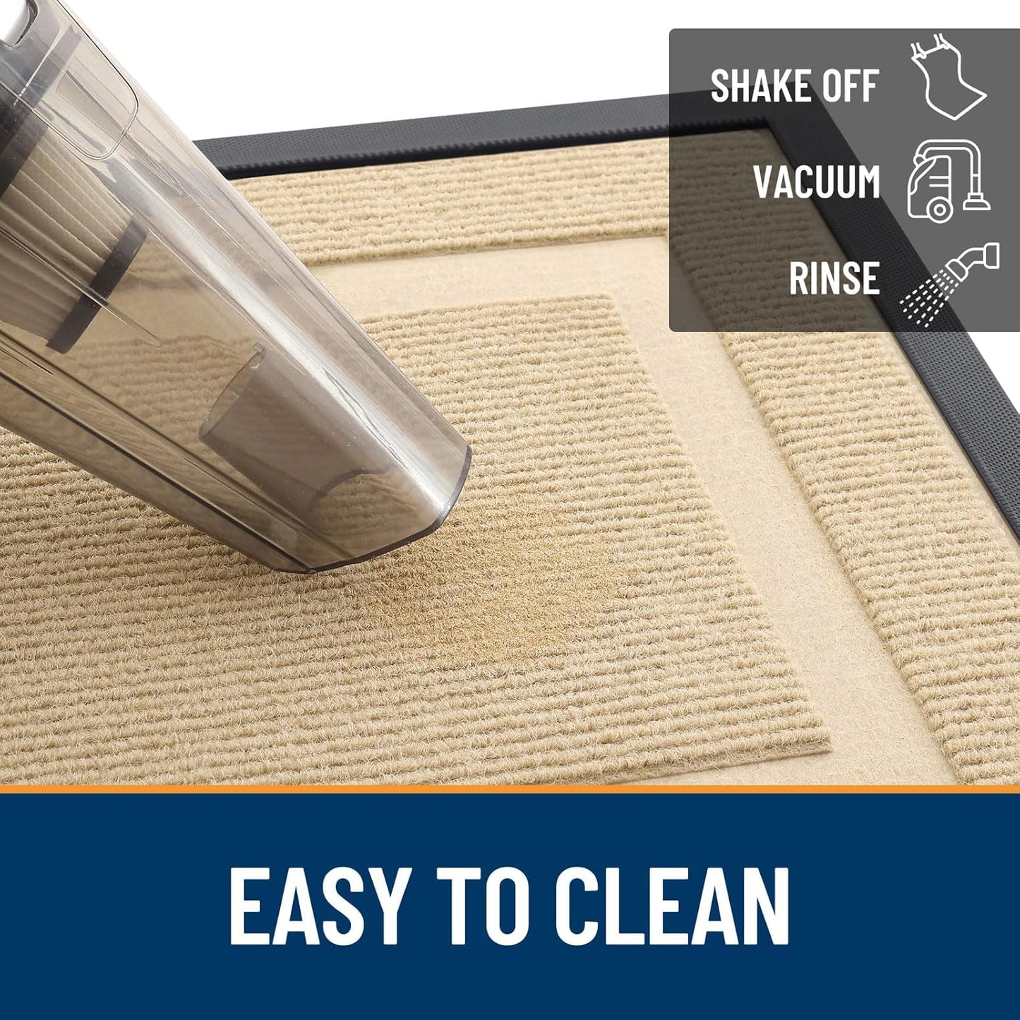 OLANLY Front Door Mat Indoor Outdoor Entrance, Waterproof All-Season, All-Weather Doormat, Sturdy Natural Rubber, Fade Resistant, Low Profile, Easy Clean Patio Porch Entryway Mat, 47x17, Beige