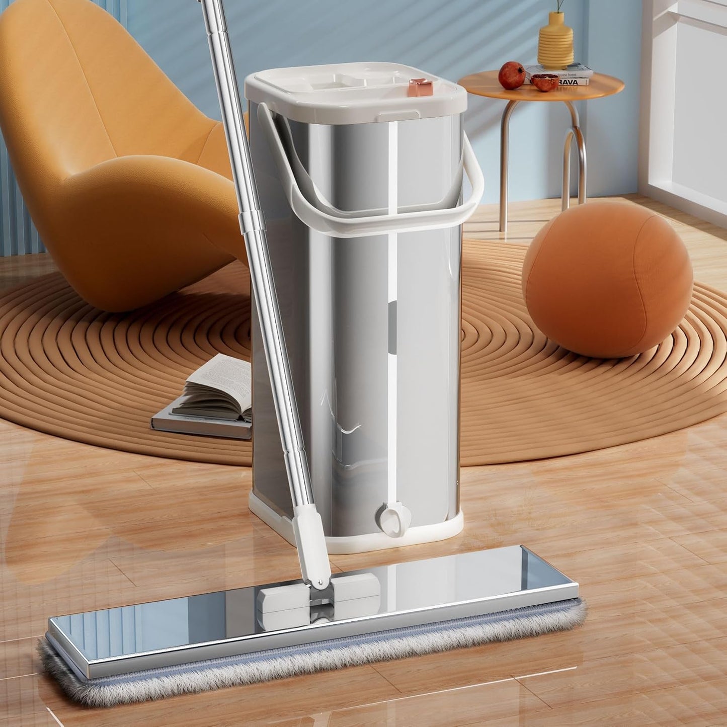 Stainless Steel Mop and Bucket Set with Wringer, Easy-to-use Flat Mop with Separate Dirty Water System, Deep-Cleaning Mops for Floors, Versatile Mops for Walls