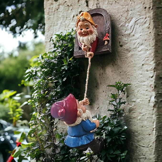 Climbing Gnomes Tree Decor - Cute Gnome Garden Statue Art Resin Dwarf Sculpture for Yard Outdoor Decoration Ornaments