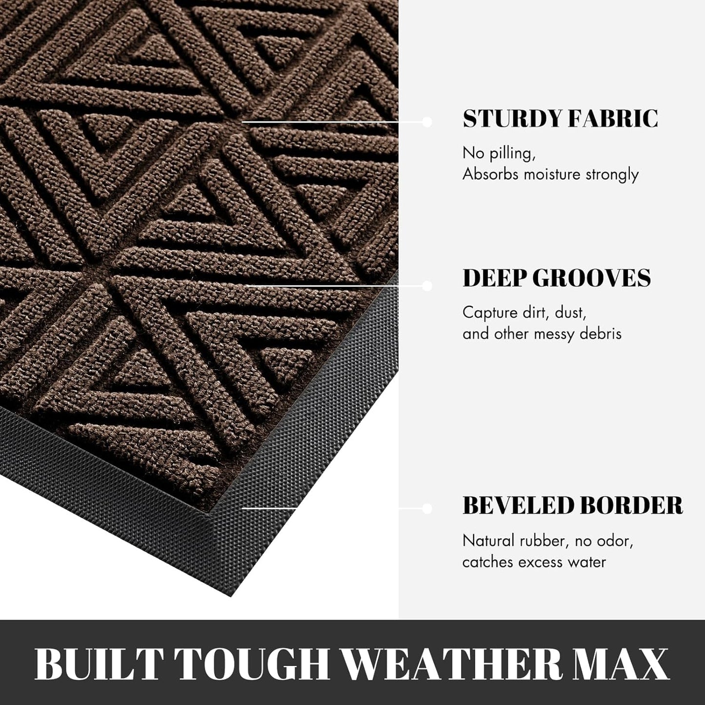 Yimobra Large Door Mat 47x24, All-Weather Waterproof Non-Slip Welcome Matt Outdoor, Heavy Duty Non Slip Doormat for Entryway for Patio and Garage Indoor, Easy Clean, Brown