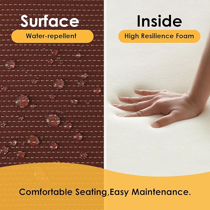 Outdoor Round Corner Seat Cushion, 17"x16"x2", Set of 4, Non Slip Seat Cushion Pads with Removable Cover for Patio Furniture, Garden Yard Lawn, Tan Dotted Red Base