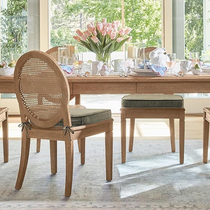 Outdoor Outdoor Round Corner Seat Cushion, 17"x16"x2", Set of 4, Non Slip Seat Cushion Pads with Removable Cover for Patio Furniture, Garden Yard Lawn, Dark Black Tan Stripe