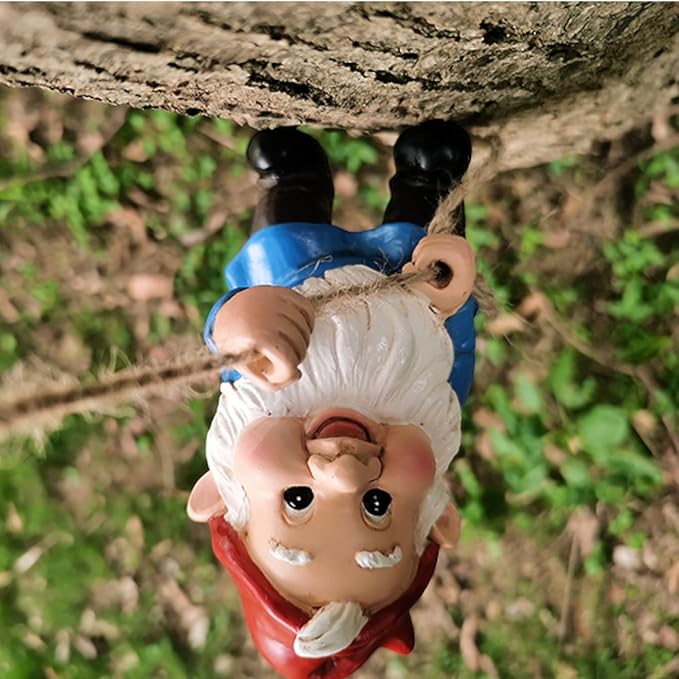 Climbing Gnomes Tree Decor - Cute Gnome Garden Statue Art Resin Dwarf Sculpture for Yard Outdoor Decoration Ornaments