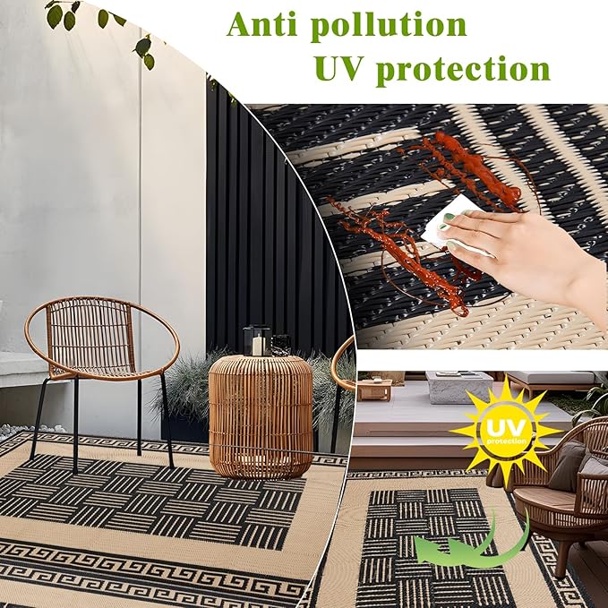 Outdoor Rug 8x10 ft Waterproof, Reversible Outdoor Plastic Straw Rug for Patios Clearance, Outdoor Area Rug Carpet RV Mat for Camping Backyard Deck Porch