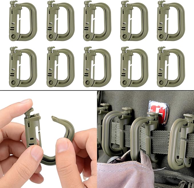BOOSTEADY 36PCS Attachments for Tactical Backpack Vest Belt,D-Ring Grimloc Locking Gear Clip, Web Dominator Elastic Strings, Strap Management Tool Buckle,Hydration Tube Clips,Key Ring,MOLLE Bag