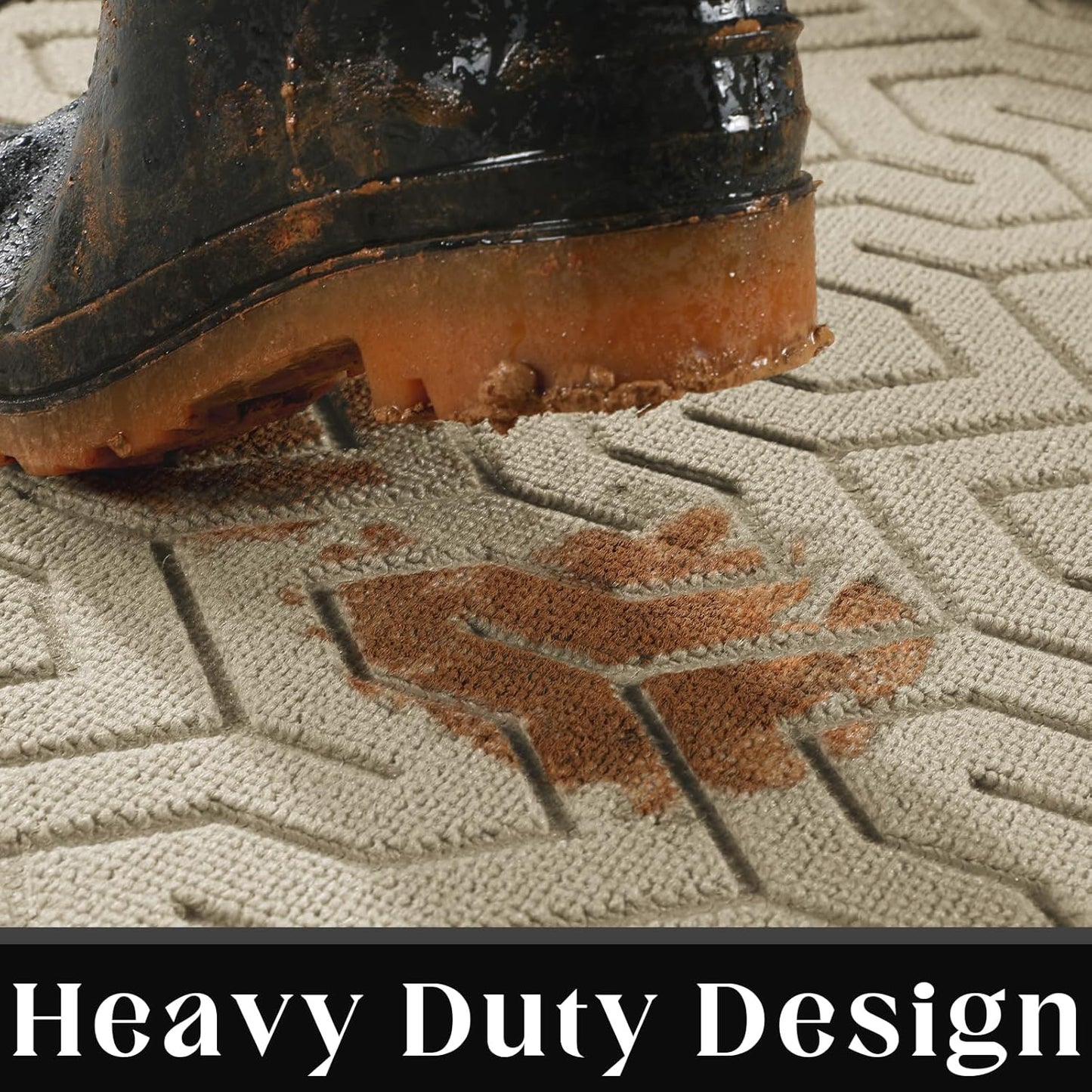 Yimobra Large Door Mat Outside Entrance 47x24, Waterproof Heavy Duty Outdoor Mats for Front Door, Non Slip Rubber Entry Mat for Garage Patio, Easy Clean, Light Beige