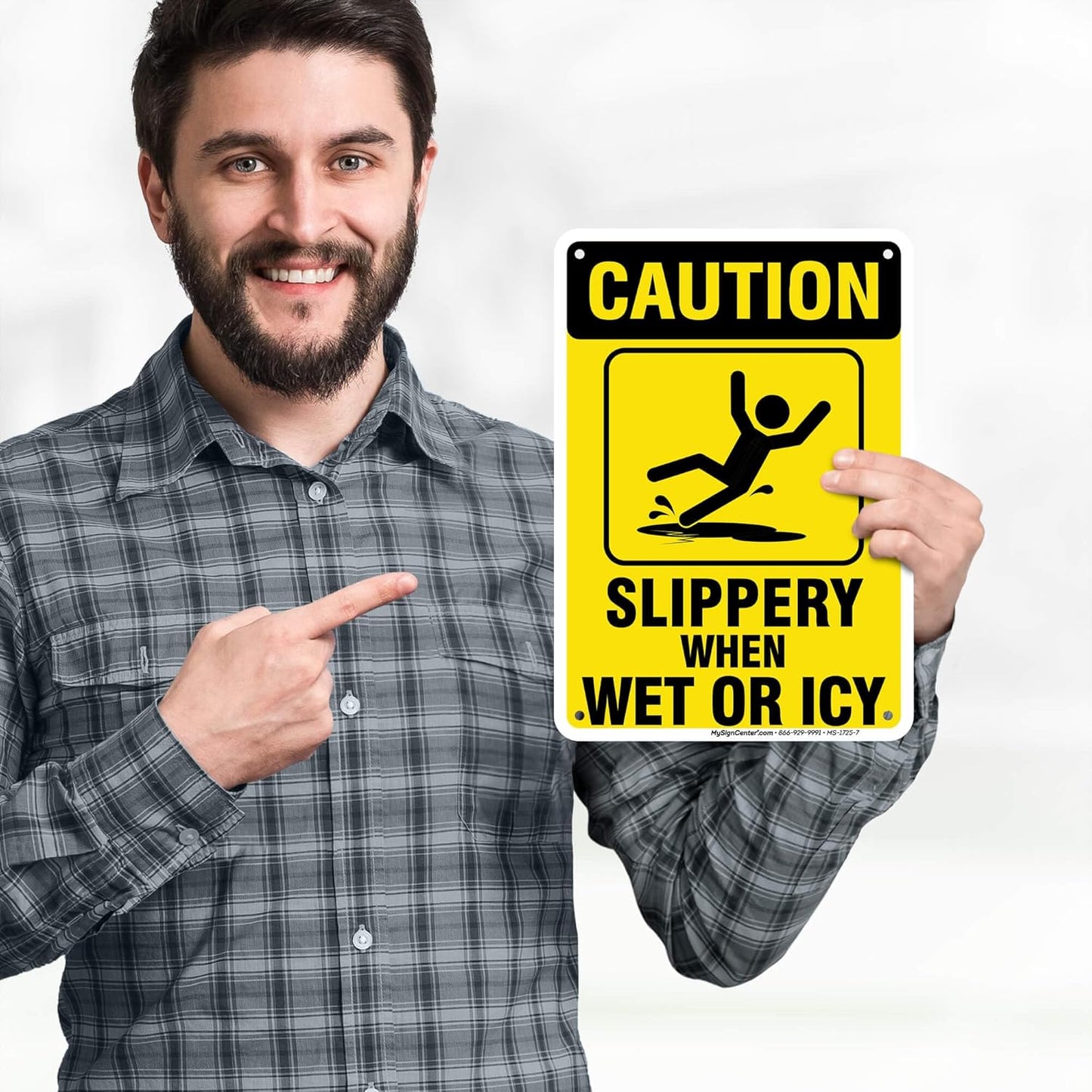 Caution Slippery When Wet Sign or ICY Sign, 7"x10" Polyethylene, Indoor/Outdoor Use, USA MADE By My Sign Center