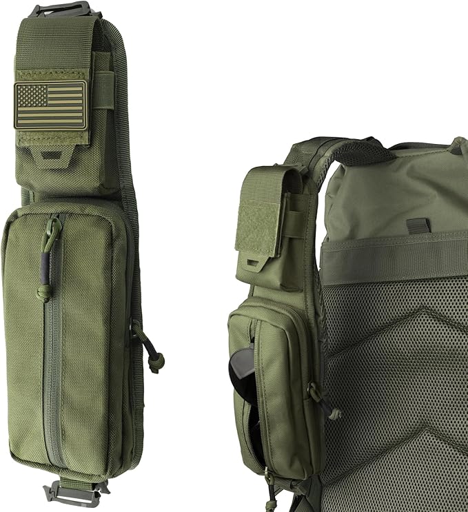 WYNEX Molle Accessories Pouch of Double Zipper Pocket Version, Backpack Strap Pouch Shoulder Strap Molle Attachment Tactical Accessories Bag Shoulder Starps Zipper Pocket Additional Phone Holder