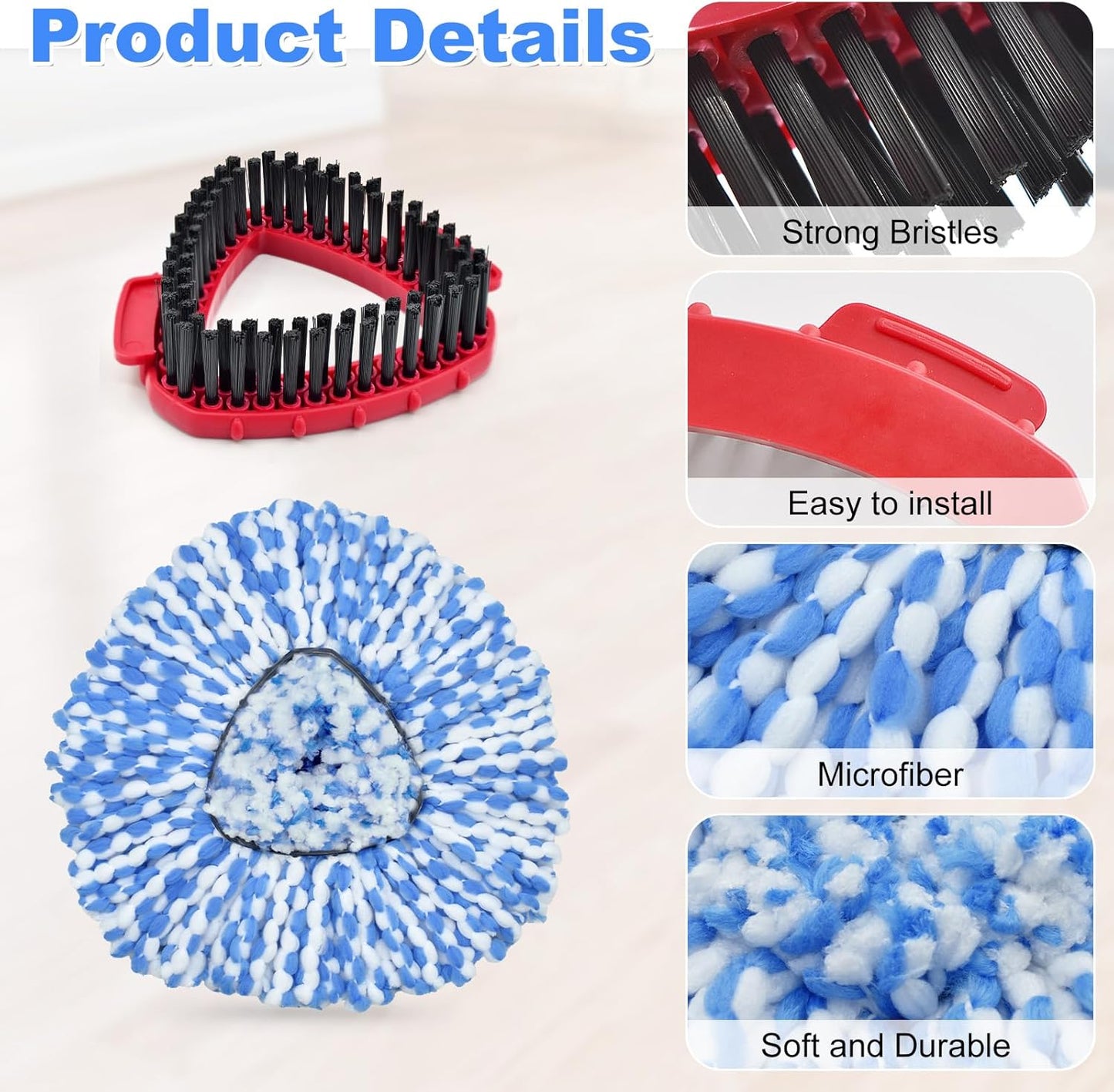 Mop Heads Replacements for Ocedar, 5 Pack Mop Replace Head for Ocedar RinseClean 2-Tank System, Spin Mop Replacement Head with 2 Scrubber Mop Head, Microfiber Mop Refills Deep Cleaning