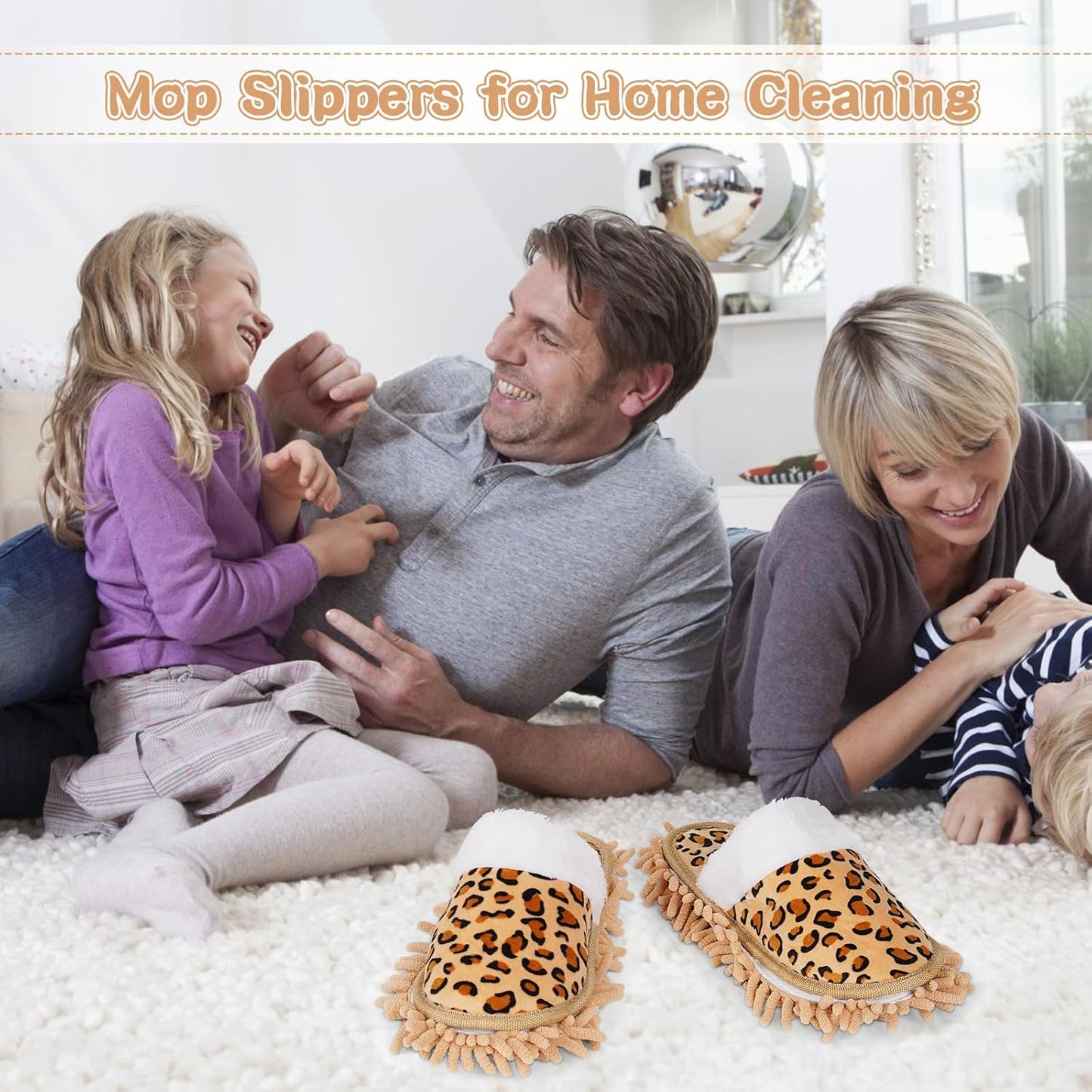 Microfiber Mop Slippers House Floor Dusting Slippers for Kitchen Office (Women 7-9/Men 5-7)