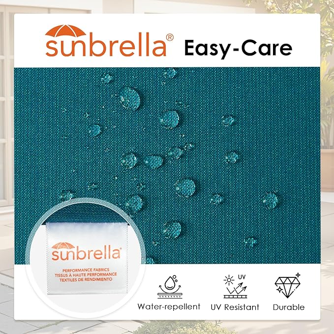 Outdoor Sunbrella Round Corner Seat Cushion, 17"x16"x2", Set of 4, Non Slip Seat Cushion Pads with Removable Cover for Patio Furniture, Garden Yard Lawn, Spectrum Peacock