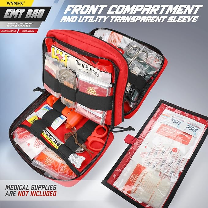 WYNEX Tactical Large Admin Pouch of Double Layer Design, Molle EDC EMT Utility Pouch with Map Sleeve Modular Tool Pouch Large Capacity Flag Patch Included