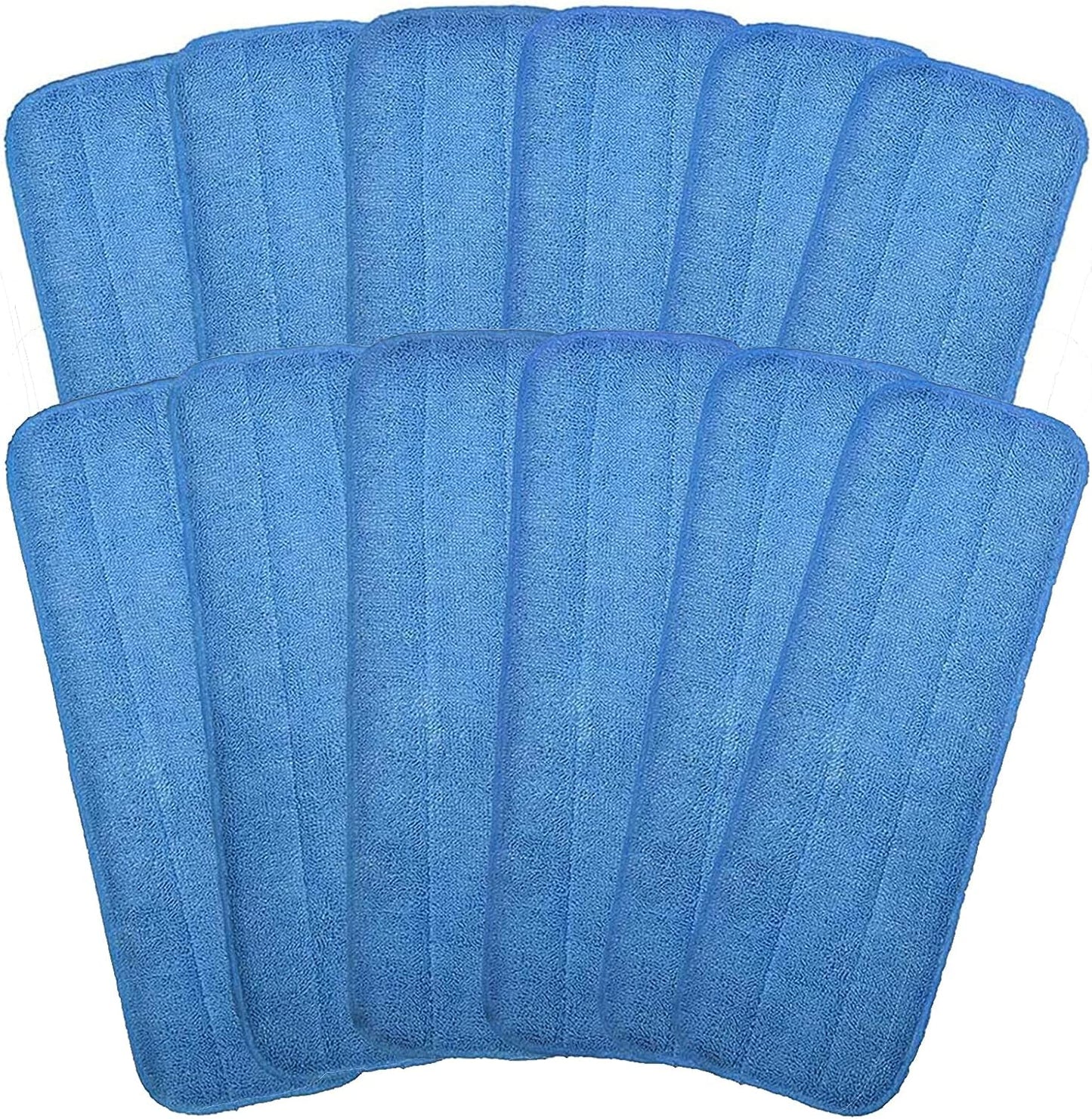 Microfiber Mop Pads, 18.5 x 6.3 Inch Reusable and Washable Spray Mop Pads, Wet and Dry Household Mop Pad Replacement, Set of 12(Blue)