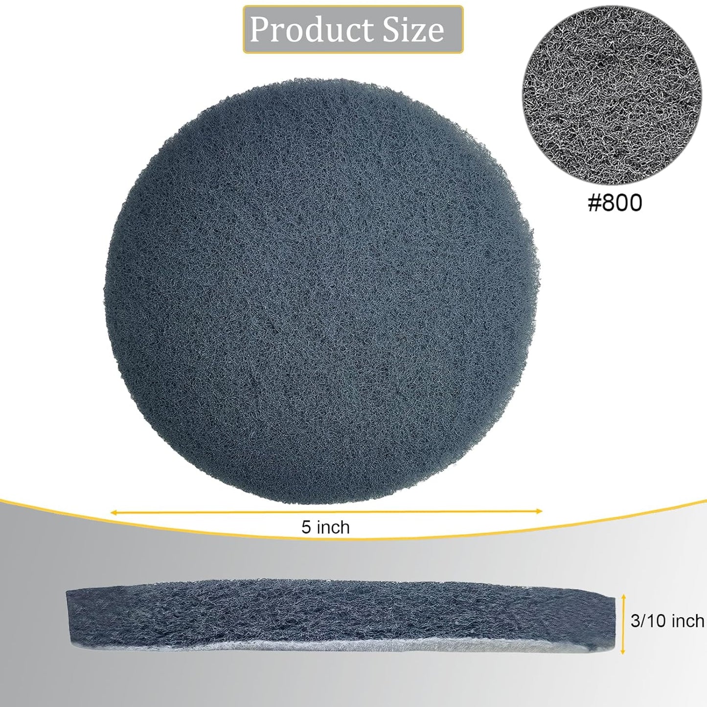 10 Pack 5 Inch 800 Grits Multipurpose Scrubber Scouring Pads Hoop and Loop Flocking Scuff Pads -Scuff Pads Conditioning Discs Polishing Pad for Furniture Automotive Cleaning, Rust Removal