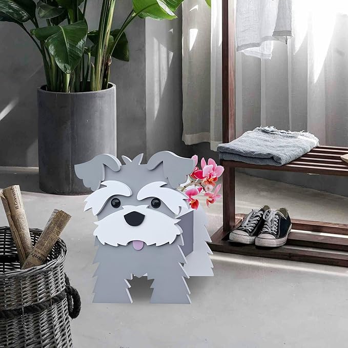 Schnauzer Gray Dog Planter, Pet Shape Garden Pots Plant Pots for Indoor/Outdoor Gardens Decoration, Cute, Surprise Gifts/Souvenirs for Pet Lovers
