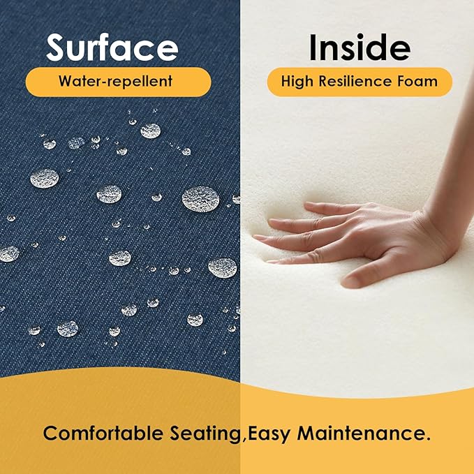 Outdoor Sunbrella Square Corner Seat Cushion, 19"x19"x3", Set of 4, Non Slip Seat Cushion Pads with Removable Cover for Patio Furniture, Garden Yard Lawn, Specrtum Indigo