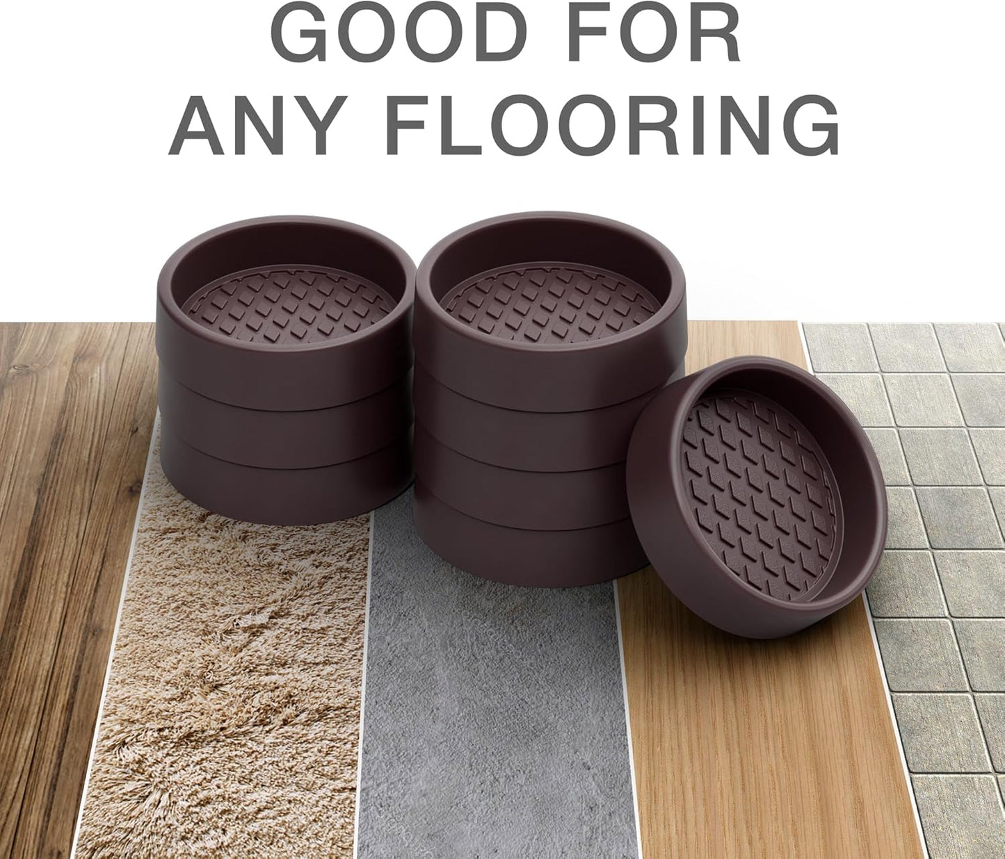 Furniture Cups X-PROTECTOR – 2" Caster Cups 8 PCS – Round Furniture Coasters – Ideal Bed Stoppers – Non Skid Furniture Pads with a Perfect Design – Rubber Furniture Pads - Protect Any Flooring!