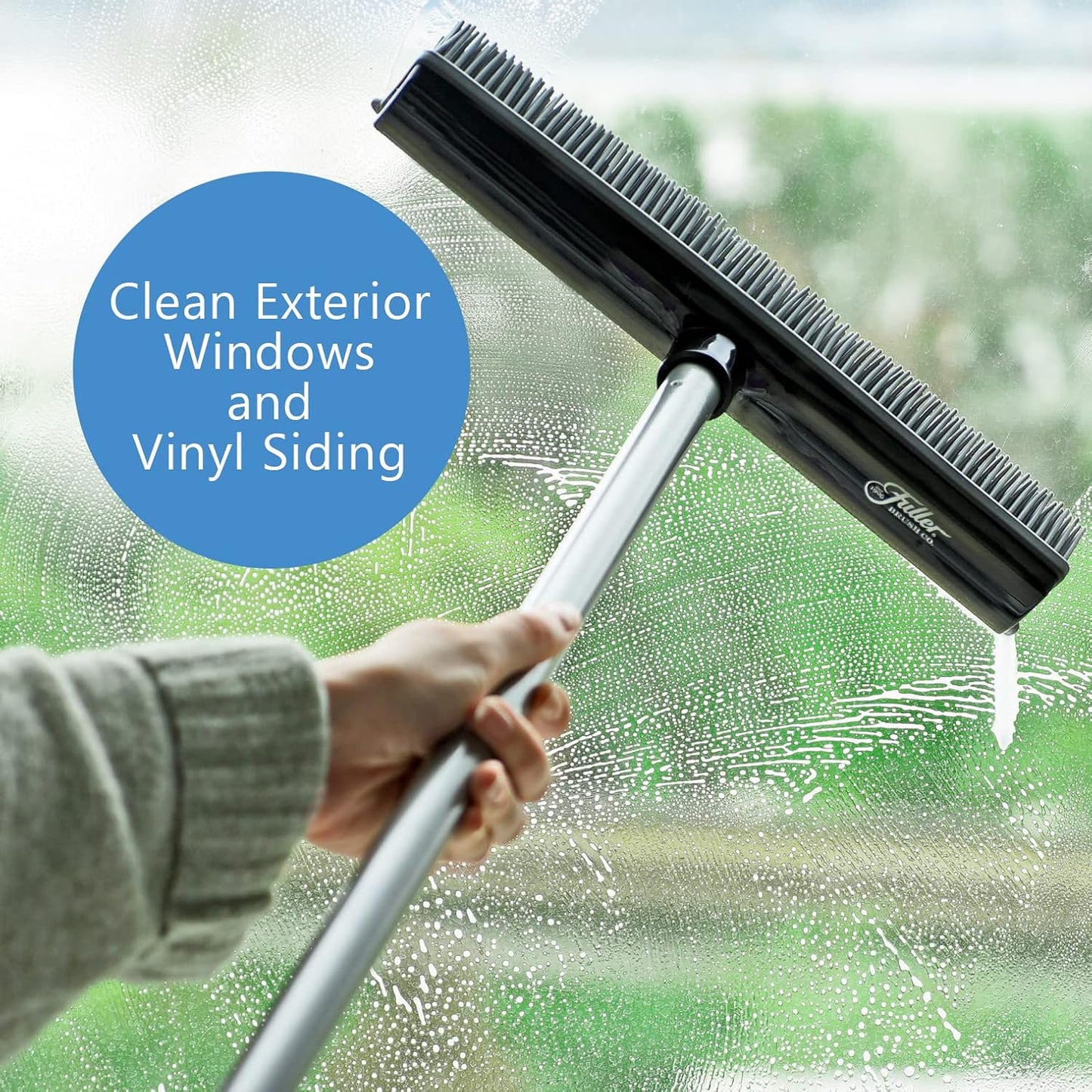 Fuller Brush Rubber Broom – for Carpets Floors Stairs Upholstery – Electrostatic Action Removes Pet Hair Lint Fuzz Dirt Particles – Built-in Squeegee Tackles Wet Messes (Complete Broom)