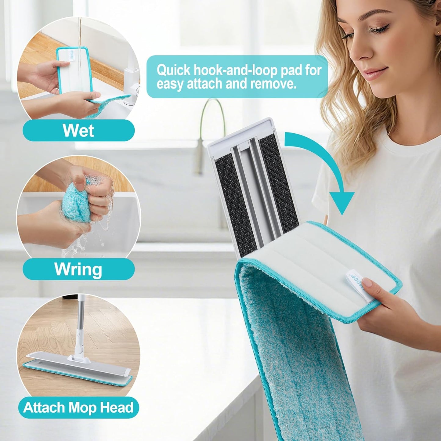 JOYMOOP 18 Inch Dust Mop for Hardwood Floors, Heavy Duty Industrial Wet Dry Mops with Telescopic Handle, Includes 3 Microfiber Mop Pads