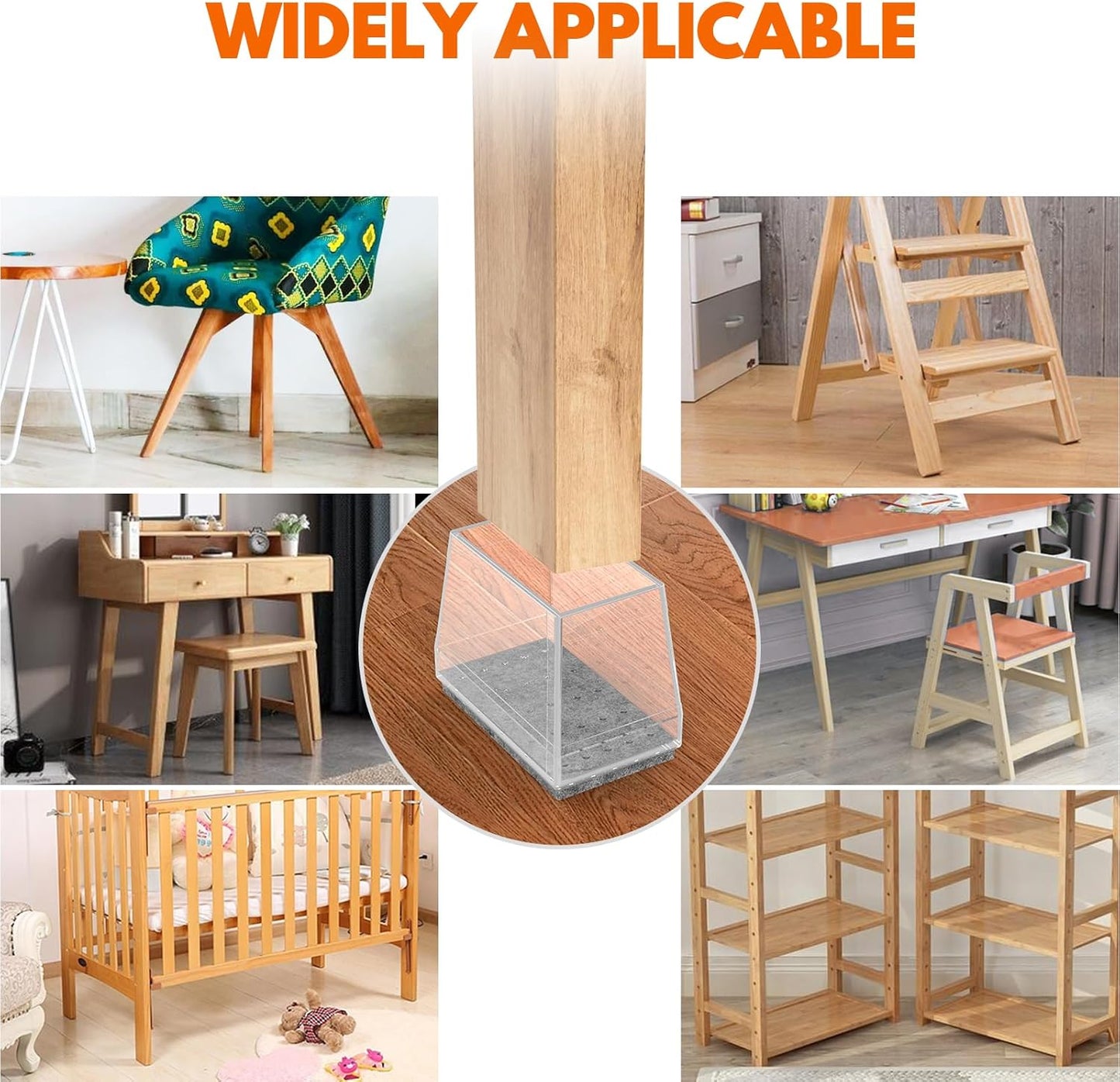 Rectangle Chair Leg Protectors for Hardwood Floors,16 PCS Silicone Covers to Protect Wood Tile Floors Felt Pads Furniture Leg Caps Reduce Noise. Easy to Move.(Clear,1 x 1.5 Inch,Rectangle)