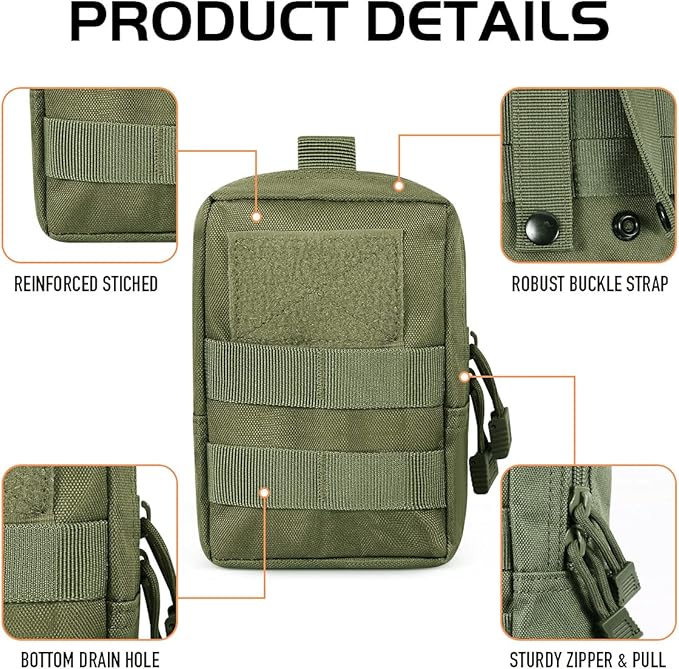 Gogoku 3 Pack Molle Pouch Combo Water Bottle Pouch Holder Tactical Molle Pouches Compact Utility Waist Bag Pack