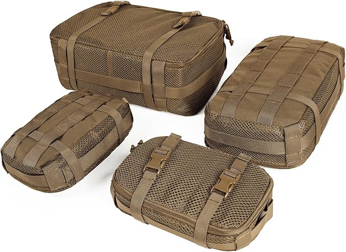 4 Set Tactical Packing Cubes ，Compressible Mesh Duffle Storage Bag,Portable Edc Molle Pouch Organizer.