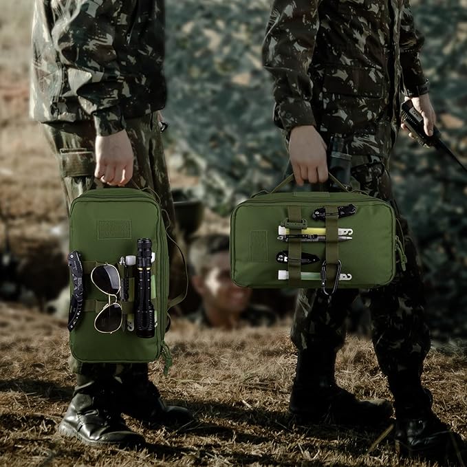 bvya Tactical Camping Storage Bag 11 Liters Outdoor Utility Tote Bag Camping Cookware Organizer Trunk Organizer with Flag Patch