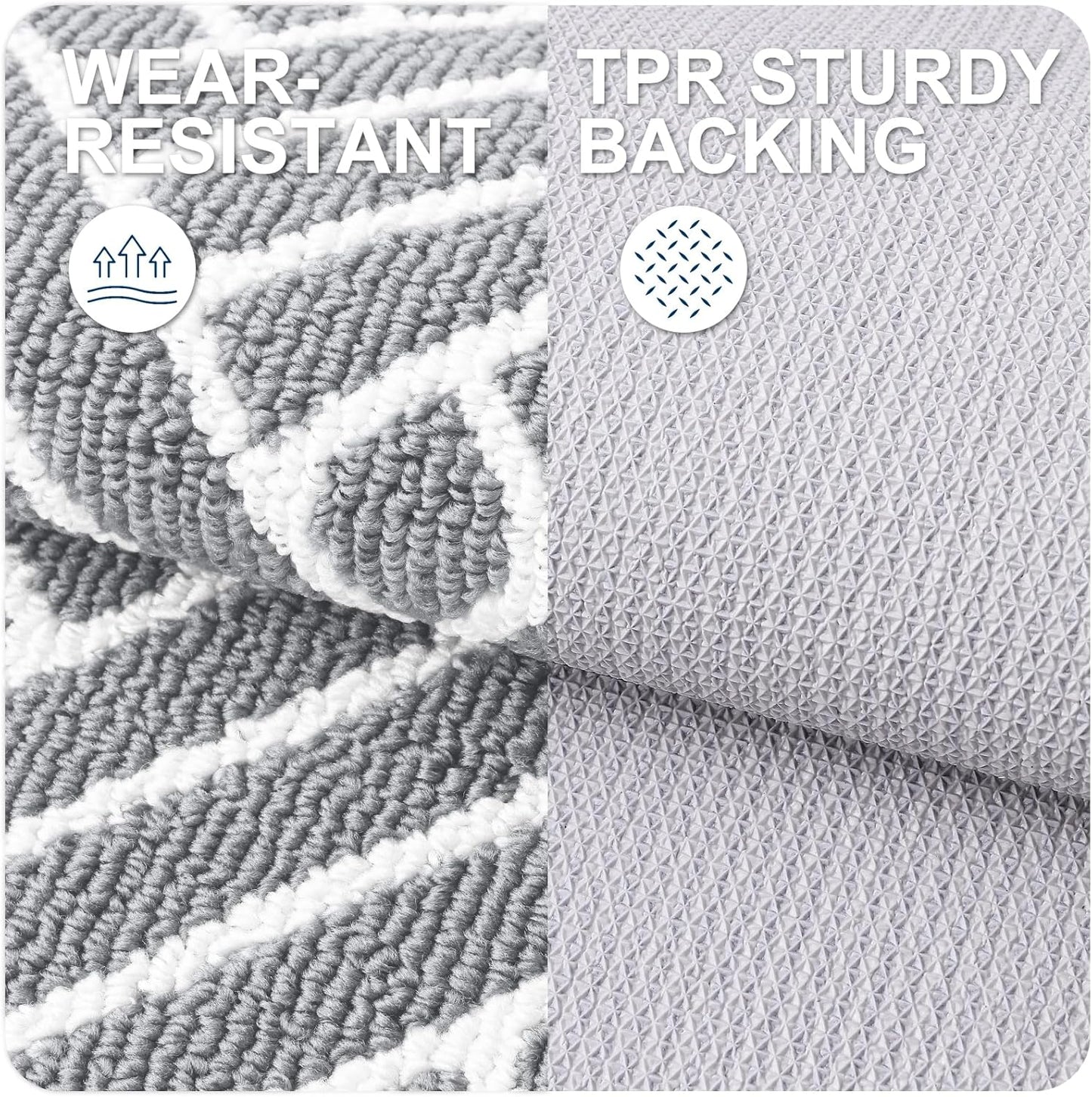 OLANLY Indoor Door Mat, 32x20 Inch, Dirt Resistant and Absorbent, Non-Slip Rubber Backing Floor Mats, Easy Clean Low-Profile Doormat for Entryway, Front Door, and Inside Entrance, Light Grey