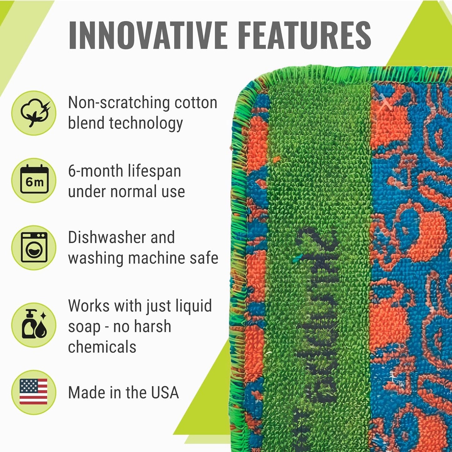 Wet-It Skrubba Non-Scratch Scouring Pad – European Scrubby Sponge for Kitchen Cleaning, Dishes, Pots, Pans, Glass & Cookware – Durable Reusable Pad (Kitchen)