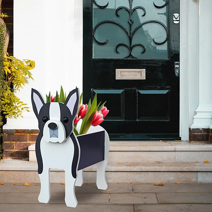 Boston Terrier Dog Planter, Pet Shape Garden Pots Plant Pots for Indoor/Outdoor Gardens Decoration, Cute, Surprise Gifts/Souvenirs for Pet Lovers