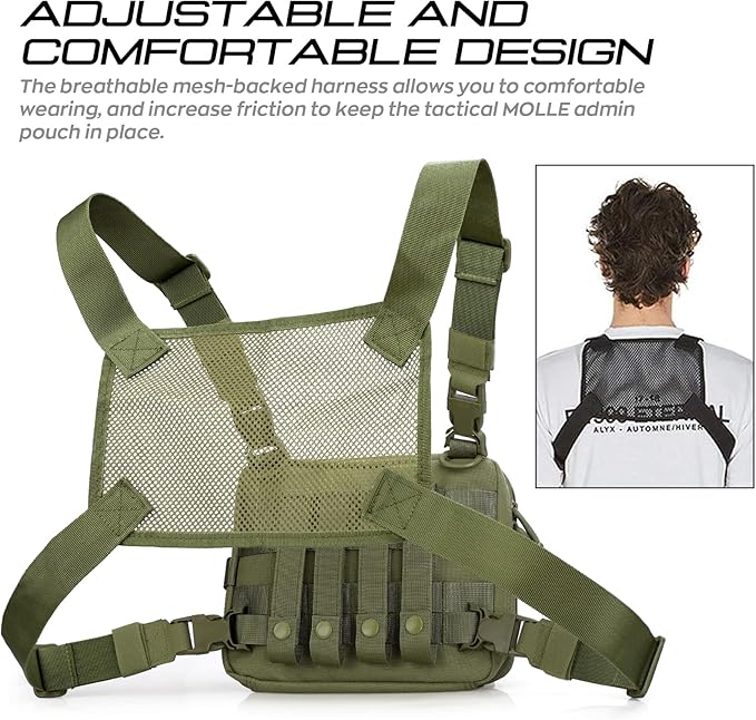 WYNEX Tactical Large Admin Pouch of Double Layer Design, Molle EDC EMT Utility Pouch with Map Sleeve Modular Tool Pouch Large Capacity Flag Patch Included