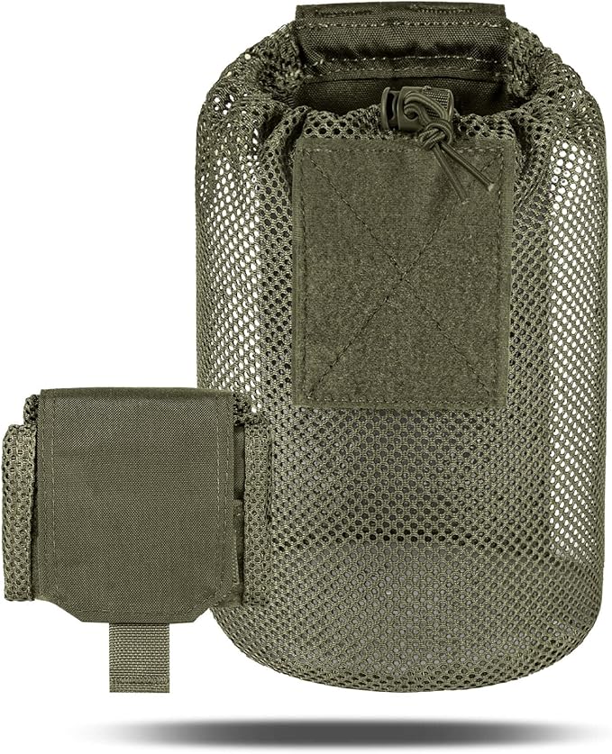 Dump Pouch Tactical Molle Mesh Pouches,Lightweight Range Compact Micro Drawstring Foraging Roll Up Foldable Recovery Ar Mag Tool Pack,EDC Drop Net Storage Belt Bag.…