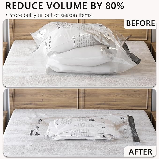 SUOCO 14 Combo Vacuum Storage Bags with Electric Pump, (4 Jumbo, 4 Large, 3 Medium, 3 Small) Travel Clothes Space Saver Bags, Compression Airtight Seal Bags for Clothing, Pillows, Comforters, Blankets