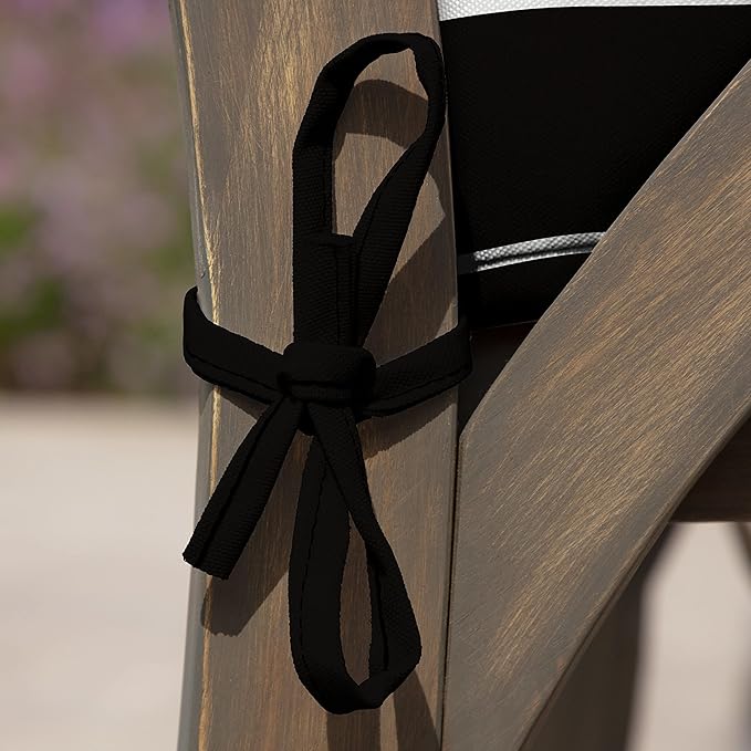 Arden Selections Outdoor Wicker Chair Cushion, 20 x 18, Rain-Proof, Fade Resistant 21 x 21, Black Cabana Stripe (Pack of 4)