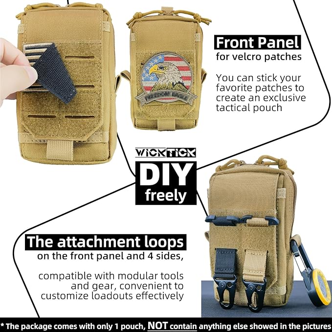 Tactical EDC Pouch, Molle Utility Pouch Gadget Organizer Holder Bag Phone Holster Waist Pack Admin Pouch Tool Pocket for Outdoor Activities, Attached to Backpack/Vest/Belt
