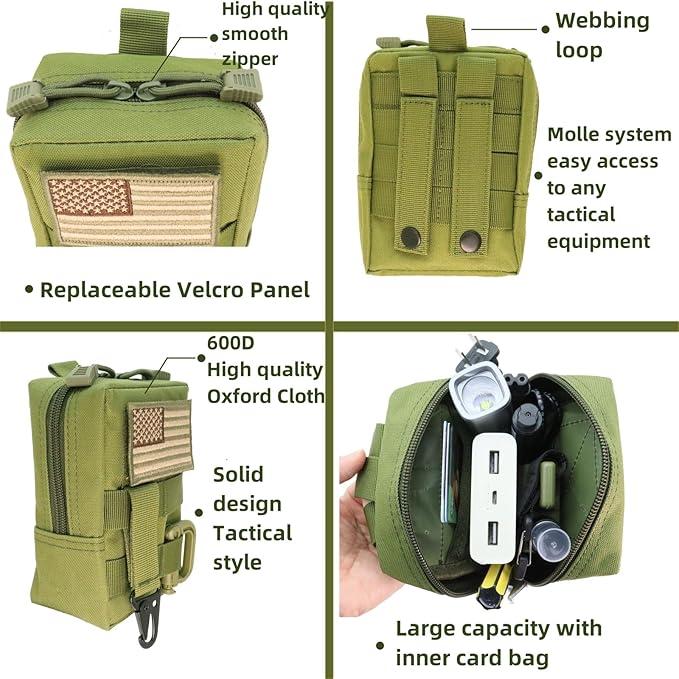 Tactical Molle Pouch Compact EDC Bag Utility Tool Pouch Durable 600D Nylon Small Travel Bag Molle Accessories Organizer for Outdoor Activity
