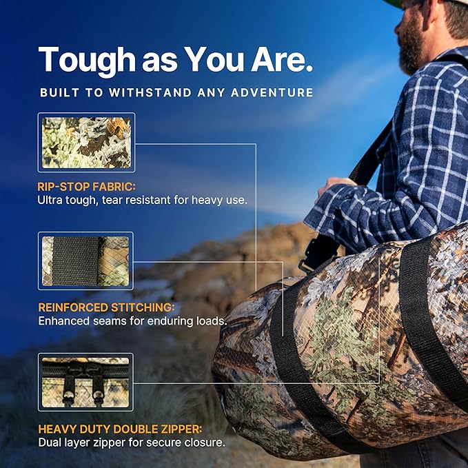 North Star Sports Foldable Duffle Bag for Travel, Gym & Outdoor Camping | Tough and Packable Sport Equipment Bag & Gear Organizer | Heavy Duty Large Duffel Bags for Traveling