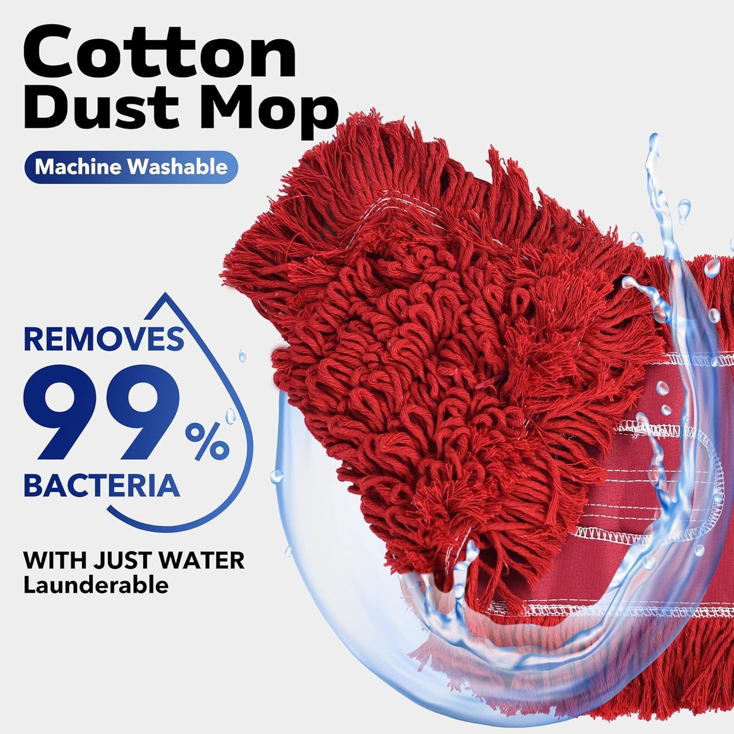 Matthew Cleaning 24'' Industrial Strength Cotton Dust Mop Refill Washable Replacement Heads for Residential & Commercial Use Fit Standard Dust Mop Frames, Hardwood,Concrete Floors Red 3 Pack