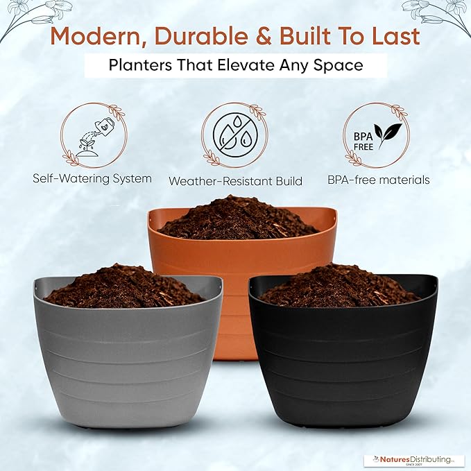 Terracotta Wall Planter – Self-Watering Hanging Garden Planter Indoor & Outdoor, 12 Inch Pot with Planter Grid for Flowers, Vegetables & Herbs – UV-Resistant, BPA-Free