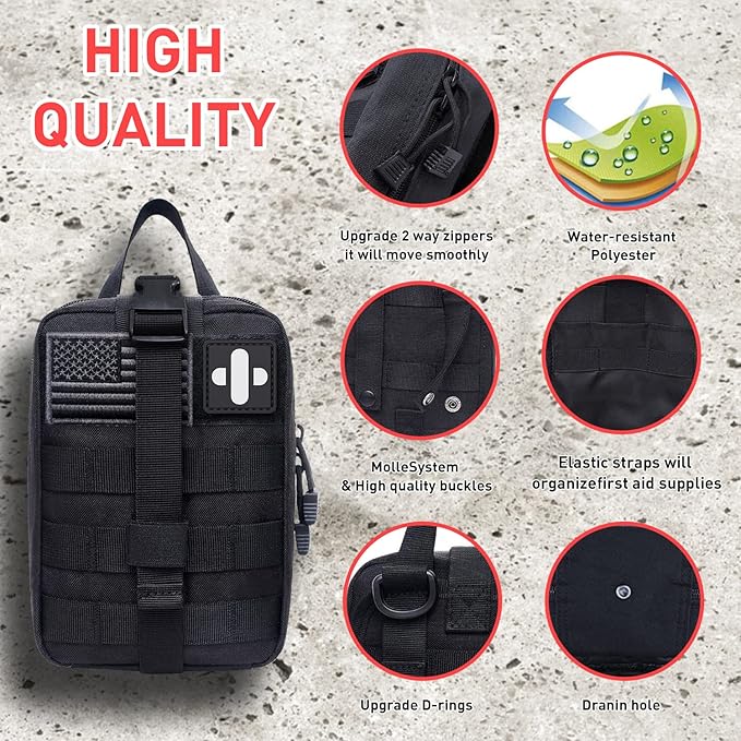 Medical MOLLE Tactical Pouch, EMT First Aid IFAK Rip-Away Utility Pouch for Camping Hunting Hiking Home Car and Adventures