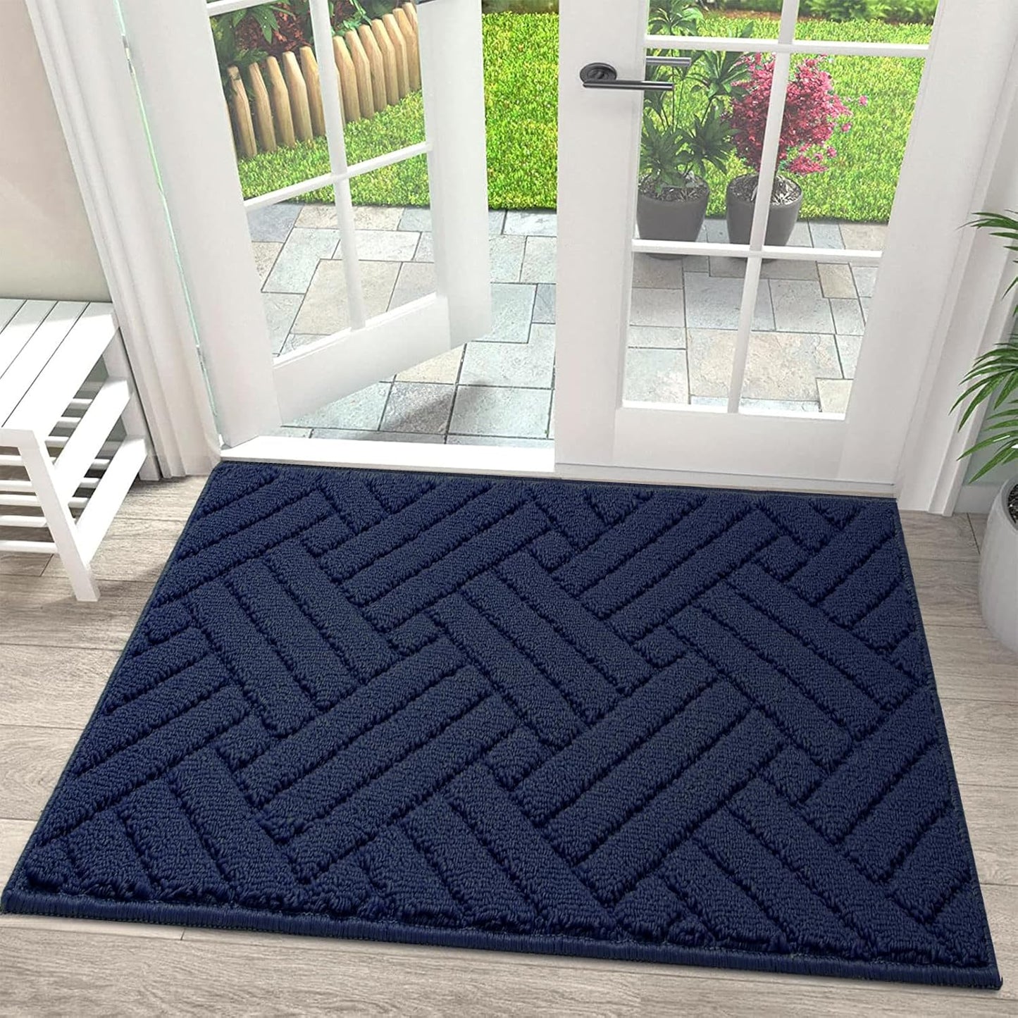 Door Mat Indoor Doormat, Entryway Rug Door Mats Non-Slip Rubber Backing, Low-Profile Entrance Rugs, Absorbent Resist Dirt Doormats Washable Floor Door mat,Blue 20"x31.5"