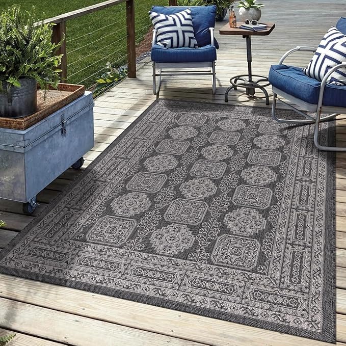 Keen Home Design Terrace Outdoor Area Rug - 5x8 Washable Indoor/Outdoor Rug for Patio, Kitchen, Balcony, Beach, Garden, Deck and Porch, Size: 5'3"x7'7"